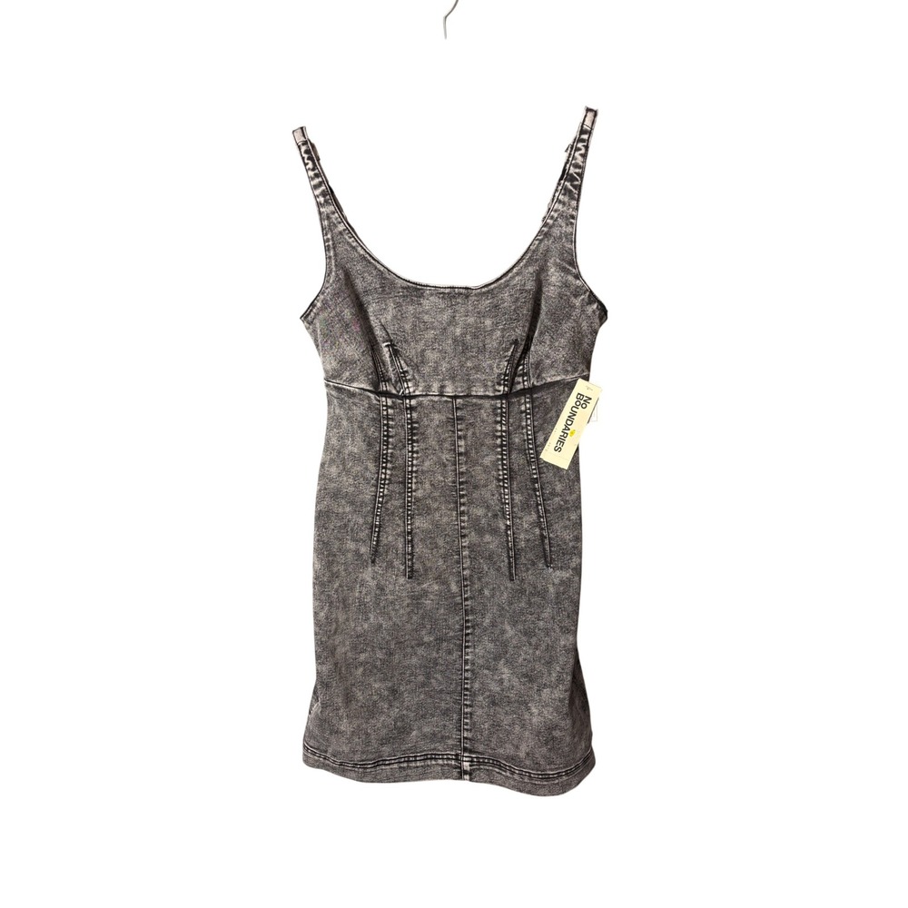 Grey Acid Wash Bodycon Denim Mini Dress XS Grunge 90s Streetwear Y2k